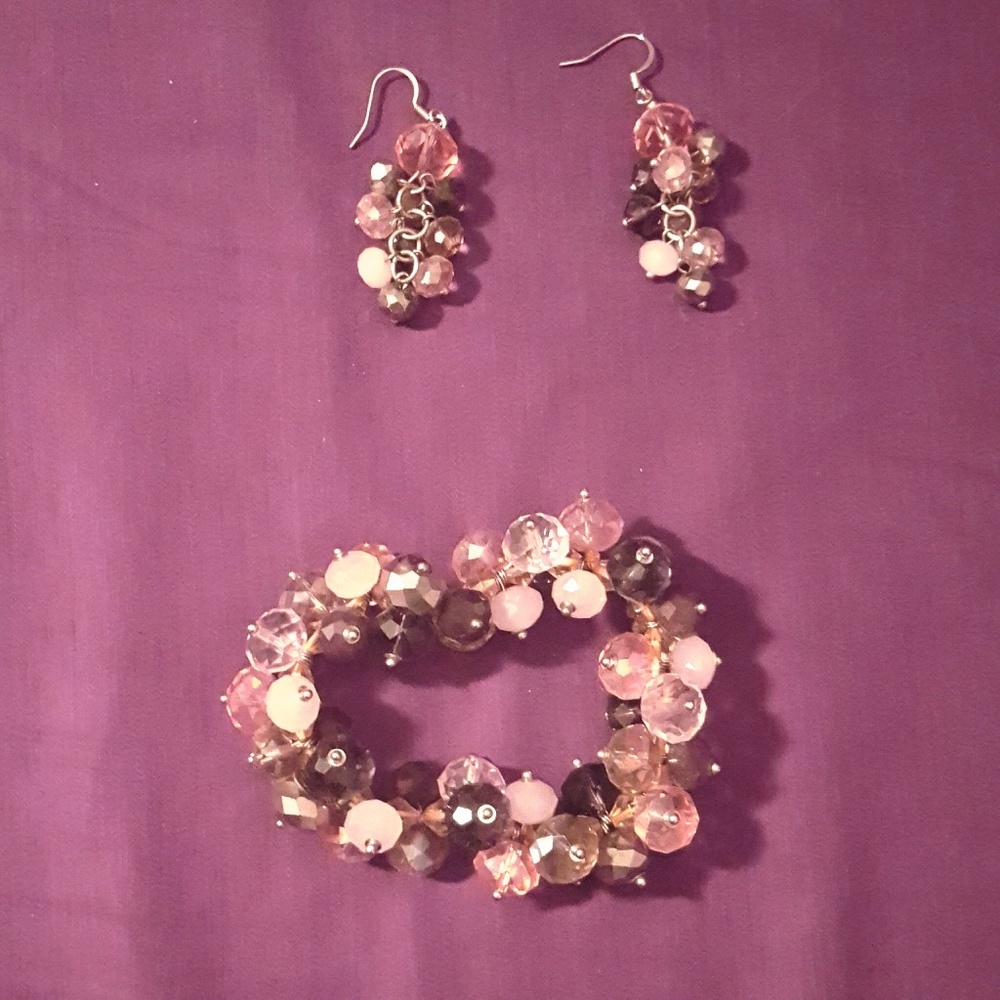 Purple and Pink Bracelet & Earrings Set